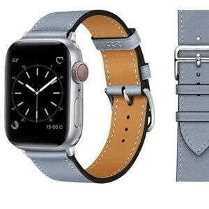 NEW Watch Band Light Blue Leather strap For Apple Watch